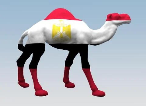 Camel is painted flag of Egypt Stock Illustration