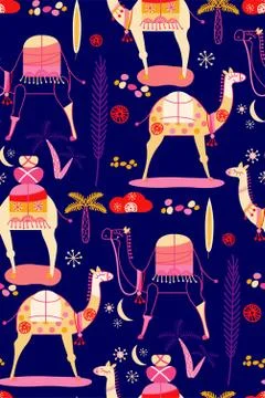 Camel pattern flat color design Illustrazione stock