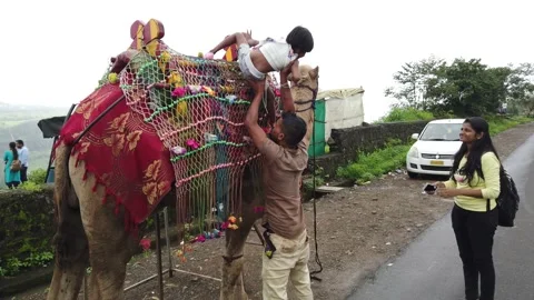 Camel ride at Khandala 스톡 동영상 140988848