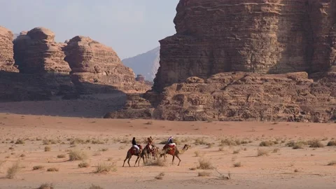 Camel Ride at Wadi Rum, Jordan Stock Footage 101863256