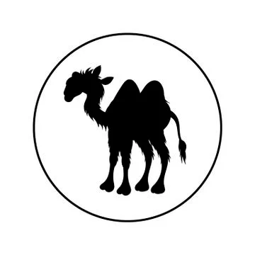 Camel - vector logo icon for web. black on white. Minimalistic cartoon style. Stock Illustration