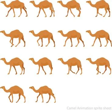 Camel walk animation sprite sheet Stock Illustration