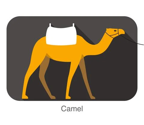 Camel walking on the ground, flat icon, Animal series Stock-Illustration