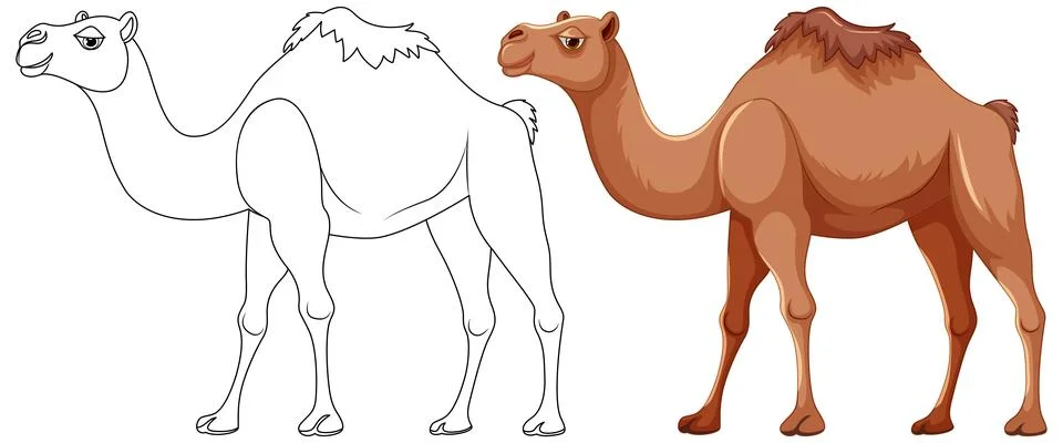 Camel Walking Outline Illustrazione stock