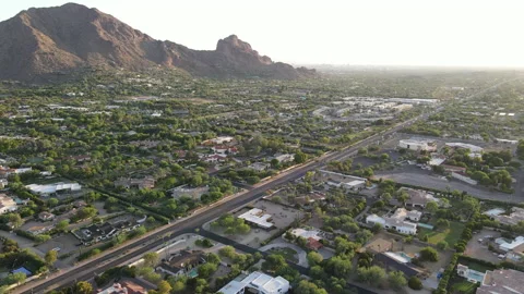 Camelback Mountain, located in Phoenix and near Scottsdale,Arizona,USA Stock Footage 136534275