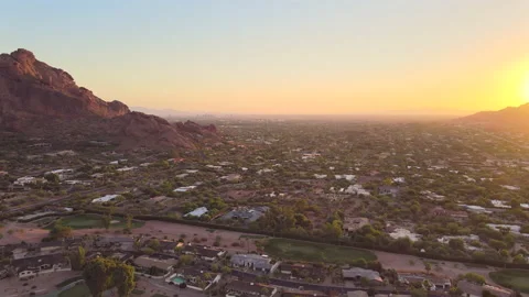 Camelback Mountain, located in Phoenix and near Scottsdale,Arizona,USA Stock Footage 136535397