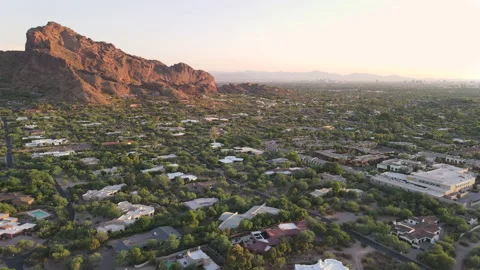 Camelback Mountain, located in Phoenix and near Scottsdale,Arizona,USA Stock Footage 136712385
