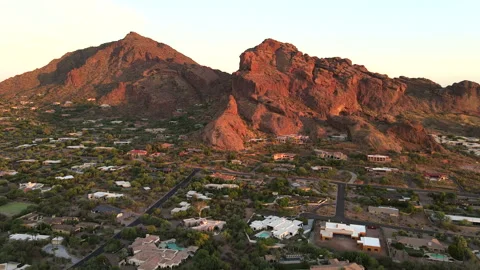 Camelback Mountain, located in Phoenix and near Scottsdale,Arizona,USA Stock Footage 136714853