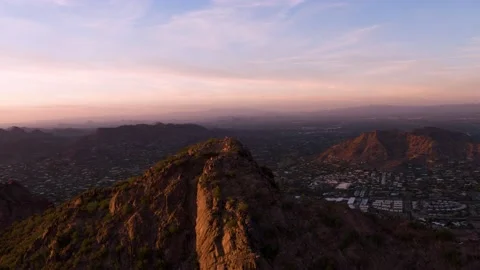 Camelback Mountain peak orbiting by drone shot in 6K Stock-Footage 197526373
