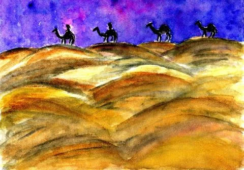 Camelcade in the Desert Illustrazione stock