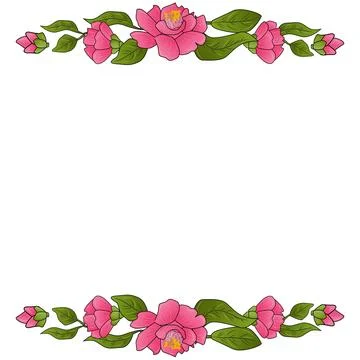 Camelia Vector Flower Frame and Border Stock Illustration