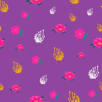 Camellia beautiful flowers vector repeat pattern design 스톡 일러스트
