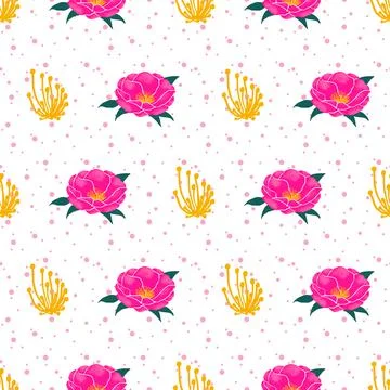 Camellia floral vector seamless pattern design on white background Stock Illustration