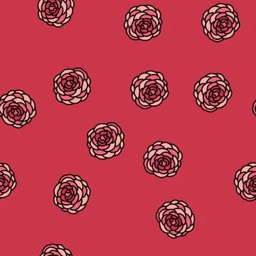Camellia flower spring vector seamless pattern 스톡 일러스트