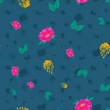 Camellia flowers repeat pattern design background illustration Illustrazione stock