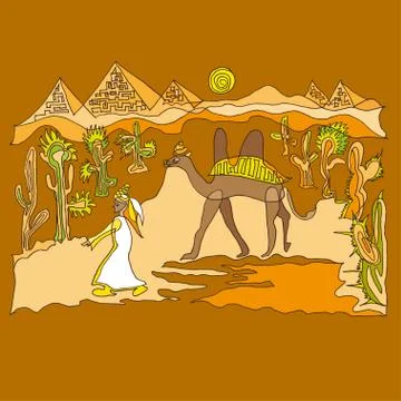 Camels caravan vektor Stock Illustration