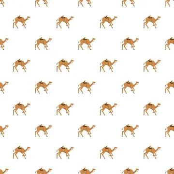 Camels carrying saddle repeating seamless pattern background Stock Illustration