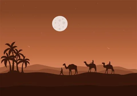 Camels in the desert vector Illustrazione stock