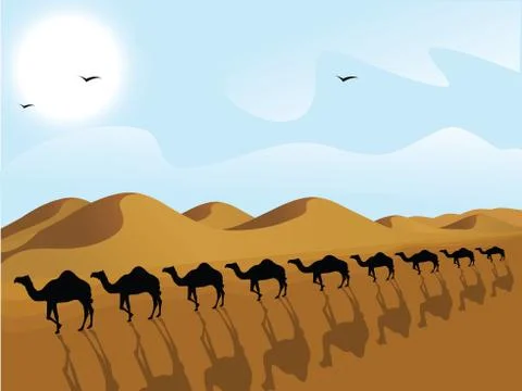 Camels in the dessert Stock-Illustration