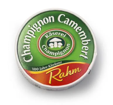 Camember champignon  package on white Illustrazione stock
