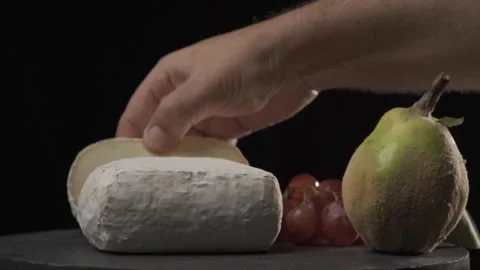 Camenbert cheese cut Stock Footage 278729442