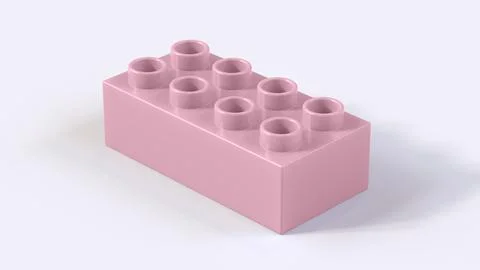 Cameo Pink Plastic Construction Brick with Eight Hollow Studs Isolated on Whi Stock Illustration