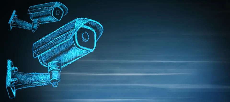 Camera with 3 d rendering wireframe model Stock Illustration