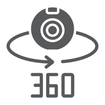 Camera 360 glyph icon, device and rotation, panoramic camera sign, vector Stock Illustration