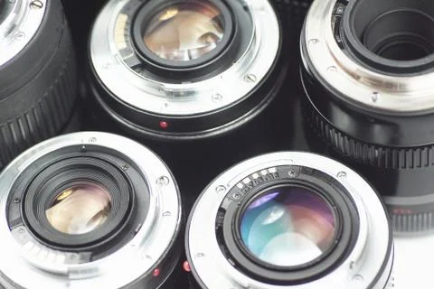 Camera accessories professional photography lenses Stock Photos