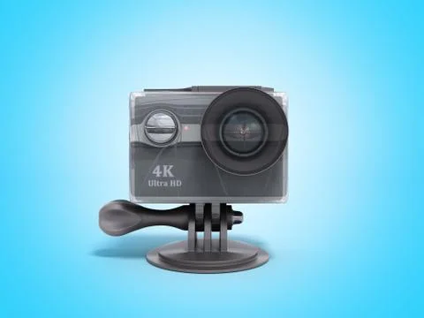 Camera Action Cam 3d render on a blue background 스톡 일러스트
