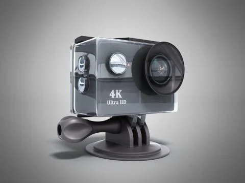 Camera Action Cam 3d render on a grey background Stock Illustration