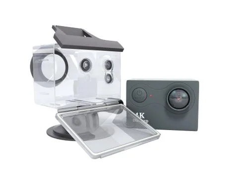 Camera Action Cam 3d render on a white background no shadow Stock Illustration