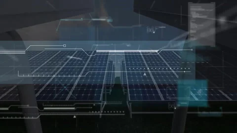 Camera advancing triggers HUD overlay animating graphs and readouts monitoring Stock Footage 313240522