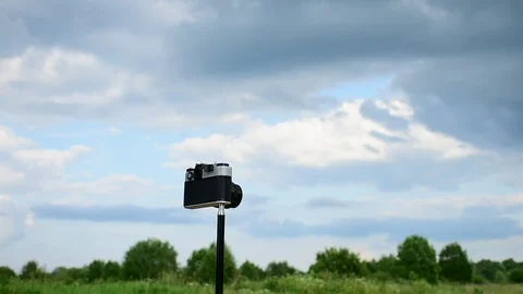Camera against landscape Stock Footage 110844838
