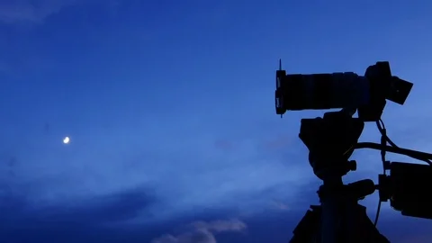 Camera against sky taking picture film time lapse Stock Footage 82147200