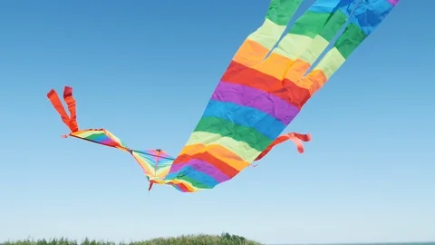 Camera is aimed at a kite in the blue sky close-up Stock Footage 90629606