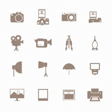 Camera and accessory icons Stock Illustration