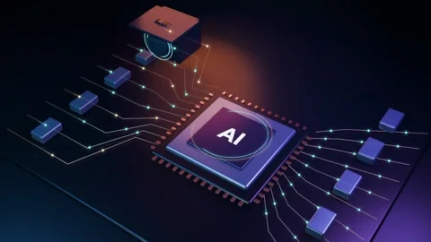 Camera and AI chip exchange data across a circuit board Stock Footage 346168507
