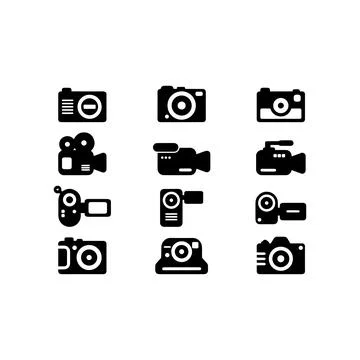 Camera and Camcorder Icon Collection. Vector icon. Stock Illustration
