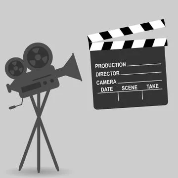 Camera and clapperboard Stock Illustration