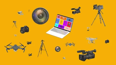 Camera and drone products from laptop Stock Footage 201498532