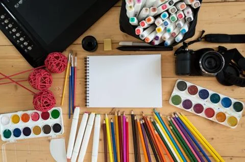 Camera and Graphic Tablet Stock Photos