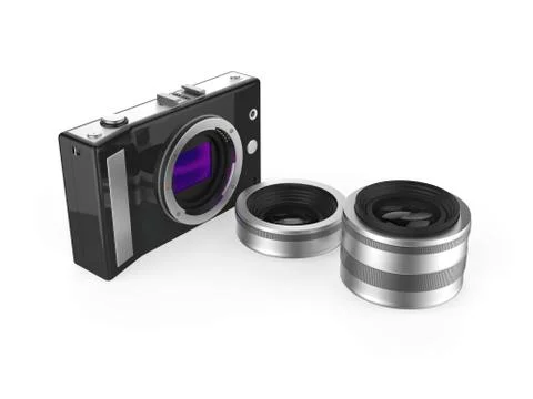 Camera and lenses Stock Illustration