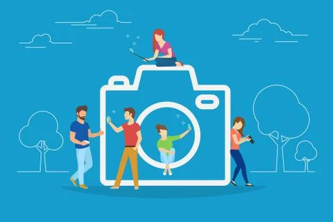 Camera and photo concept vector illustration Stock Illustration