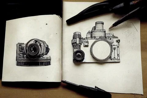 Camera and Photographic Equipment Repairers ,Hand Drawn Stock Illustration