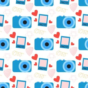 Camera and photographs seamless pattern 스톡 일러스트