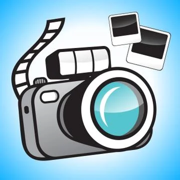 Camera and photos Stock Illustration