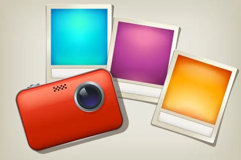 Camera and photos Stock Illustration