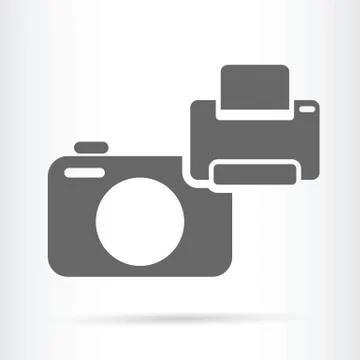 Camera and printer symbol icon Stock Illustration