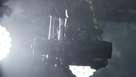 Camera and spotlights working at the studio Video stock 129639918